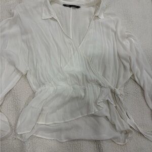 Zara Cream Wrap Blouse